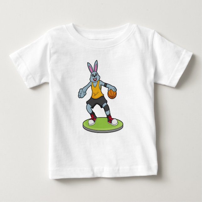 Kaninchen als Basketballspieler mit Basketball Baby T-shirt (Vorderseite)