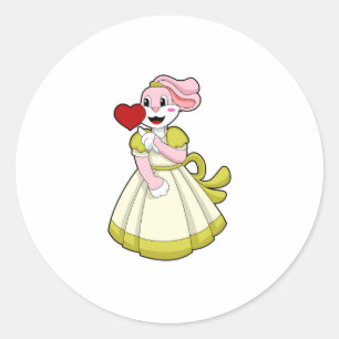Kaninchen als Braut mit Hochzeitskleid.PNG Runder Aufkleber