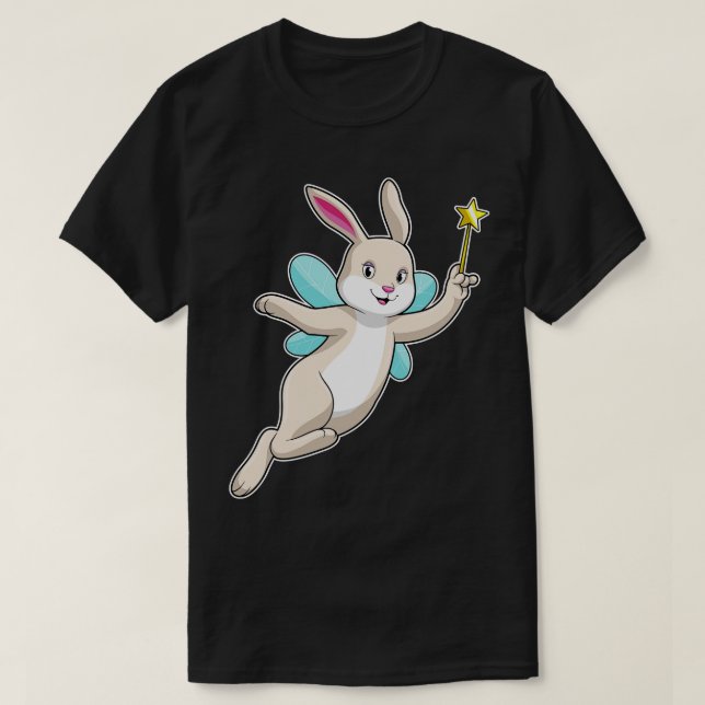 Kaninchen als Fee mit Zauberstab T-Shirt (Design vorne)