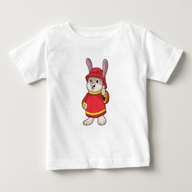 Kaninchen als Feuerwehrmann mit Helm Baby T-shirt (Vorderseite)