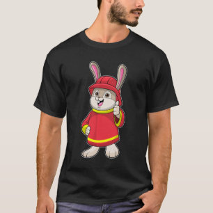Kaninchen als Feuerwehrmann mit Helm T-Shirt
