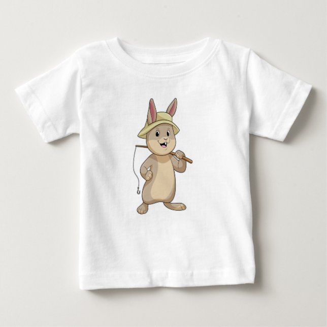 Kaninchen als Fisher mit Angelrute Baby T-shirt (Vorderseite)