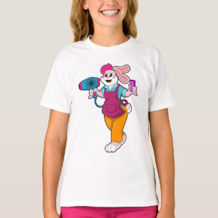 Kaninchen als Friseur mit Fön und Kamin T-Shirt