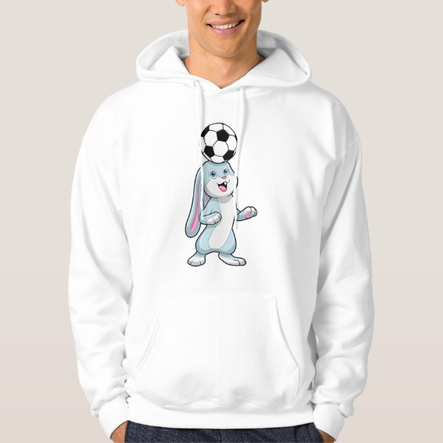 Kaninchen als Fußballspieler mit Fußball Hoodie (Vorderseite)
