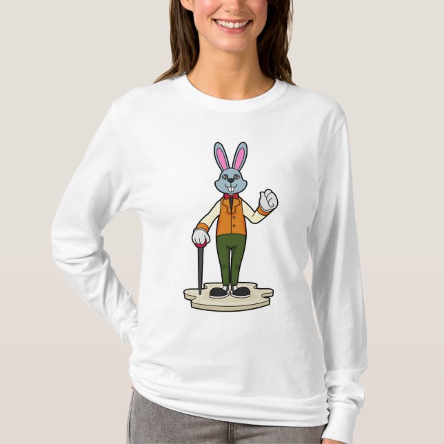 Kaninchen als Gentleman mit Cane T-Shirt (Vorderseite)