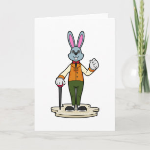 Kaninchen als Gentleman mit Spazierstock Karte