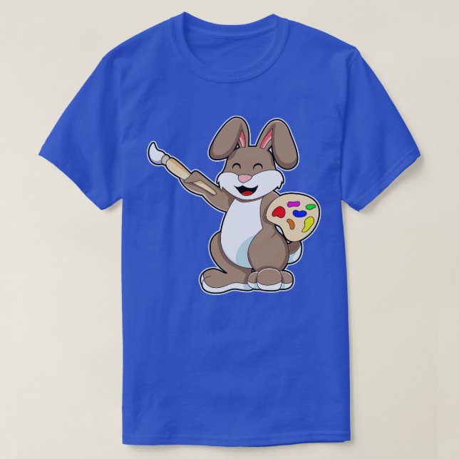 Kaninchen als Maler mit Pinsel T-Shirt (Design vorne)