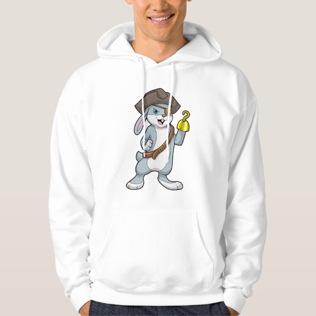 Kaninchen als Pirate mit Hakenhand und Piratenhut Hoodie (Vorderseite)