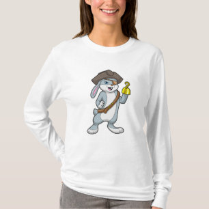 Kaninchen als Pirate mit Hakenhand und Piratenhut T-Shirt