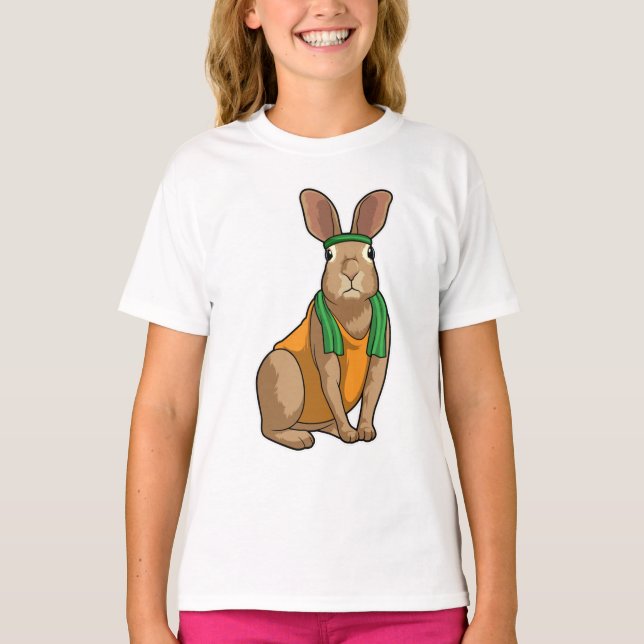 Kaninchen als Runner mit Handtuch T-Shirt (Vorderseite)