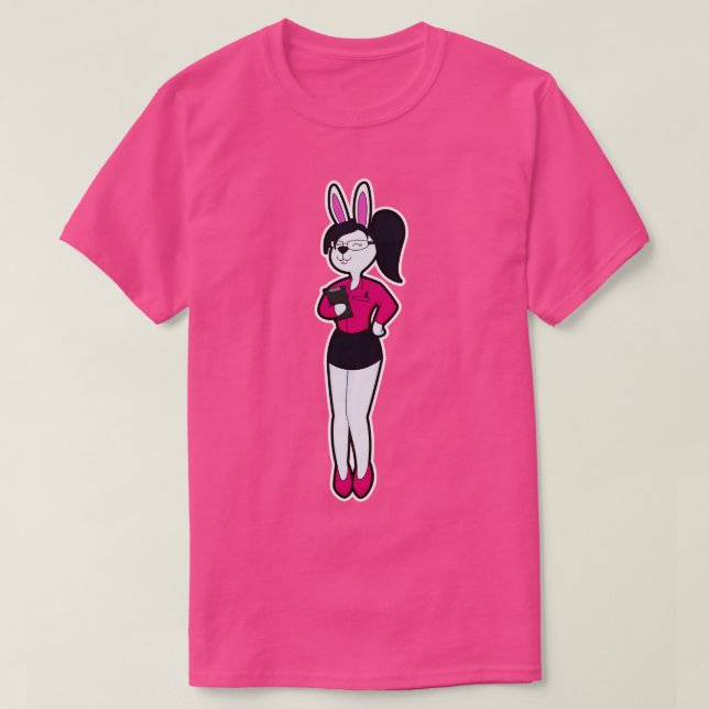 Kaninchen als Sekretär mit Notepad Glasses T-Shirt (Design vorne)