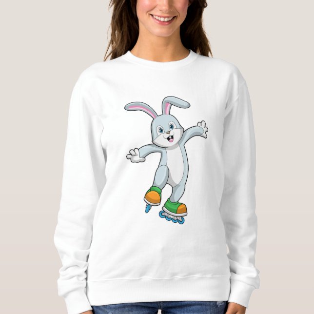 Kaninchen als Skater mit Inline-Skaten Sweatshirt (Vorderseite)