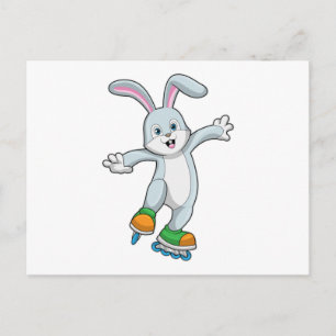 Kaninchen als Skater mit Inline-Skates Postkarte