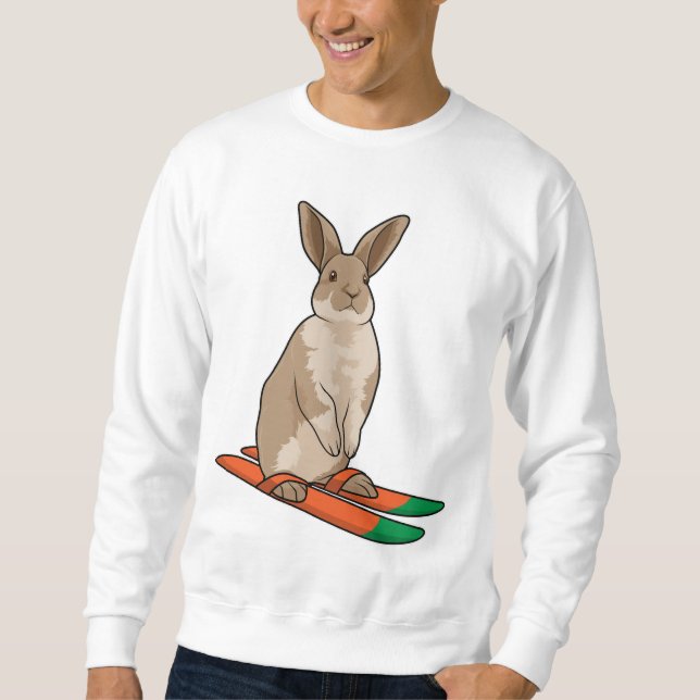 Kaninchen als Skifahrer mit Ski Sweatshirt (Vorderseite)