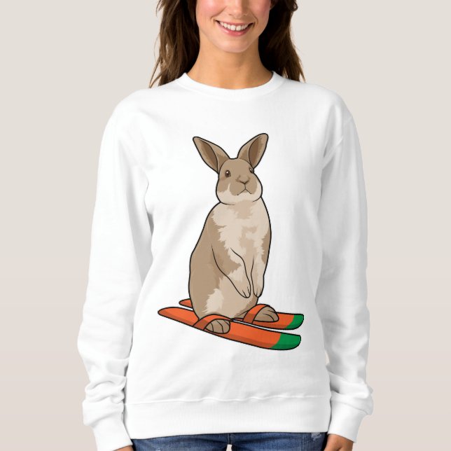 Kaninchen als Skifahrer mit Ski Sweatshirt (Vorderseite)