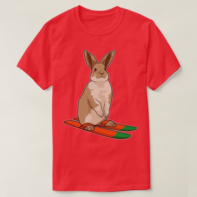 Kaninchen als Skifahrer mit Ski T-Shirt (Design vorne)