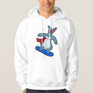 Kaninchen als Snowboarder mit Snowboard & Scarf Hoodie