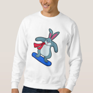 Kaninchen als Snowboarder mit Snowboard & Scarf Sweatshirt