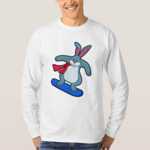 Kaninchen als Snowboarder mit Snowboard & Scarf T-Shirt