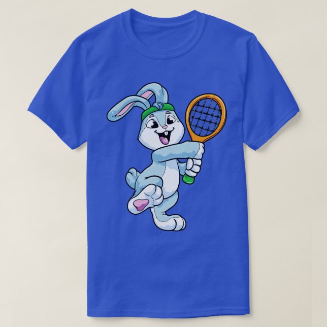 Kaninchen als Tennisspieler mit Kopf in Tennis T-Shirt (Design vorne)