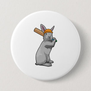 Kaninchen auf Cricket mit Cricket-Schläger Button