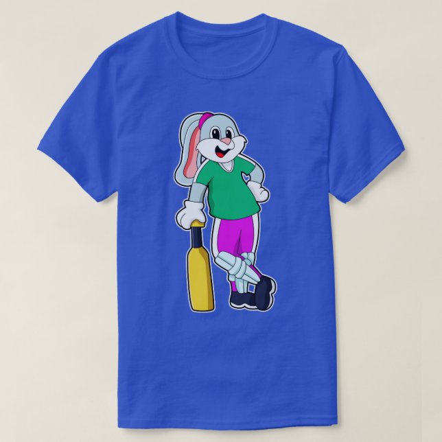 Kaninchen auf Cricket mit Cricket-Schläger T-Shirt (Design vorne)