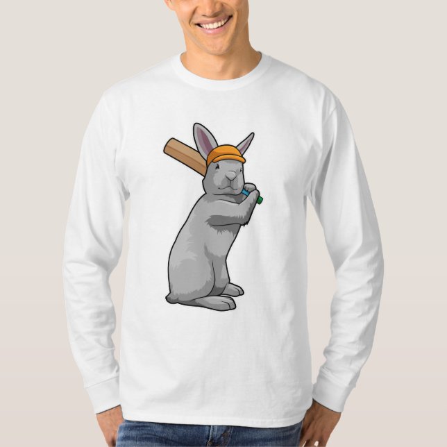 Kaninchen auf Cricket mit Cricket-Schläger T-Shirt (Vorderseite)