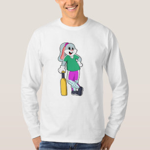 Kaninchen auf Cricket mit Cricket-Schläger T-Shirt
