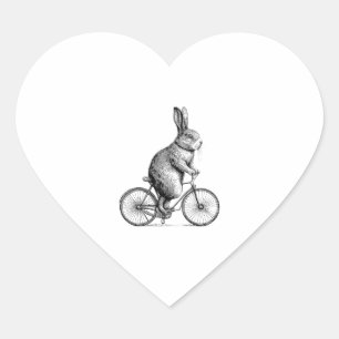 Kaninchen auf dem Bike Bunny Bicycle Men W Herz-Aufkleber