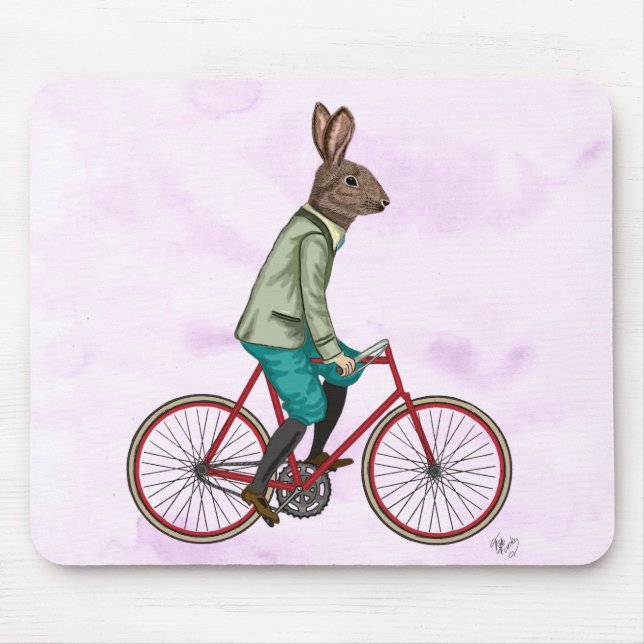 Kaninchen auf dem Fahrrad 3 Mousepad (Vorne)
