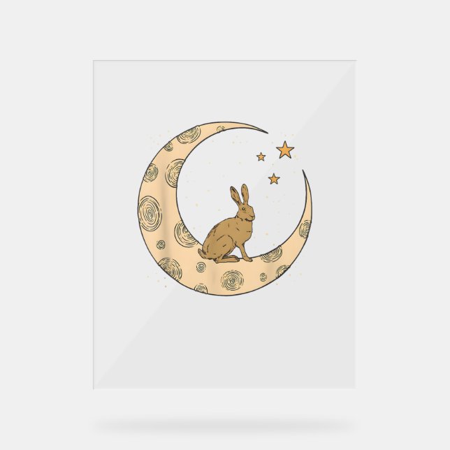 Kaninchen auf dem Mond Acrylschild (Vorderseite)
