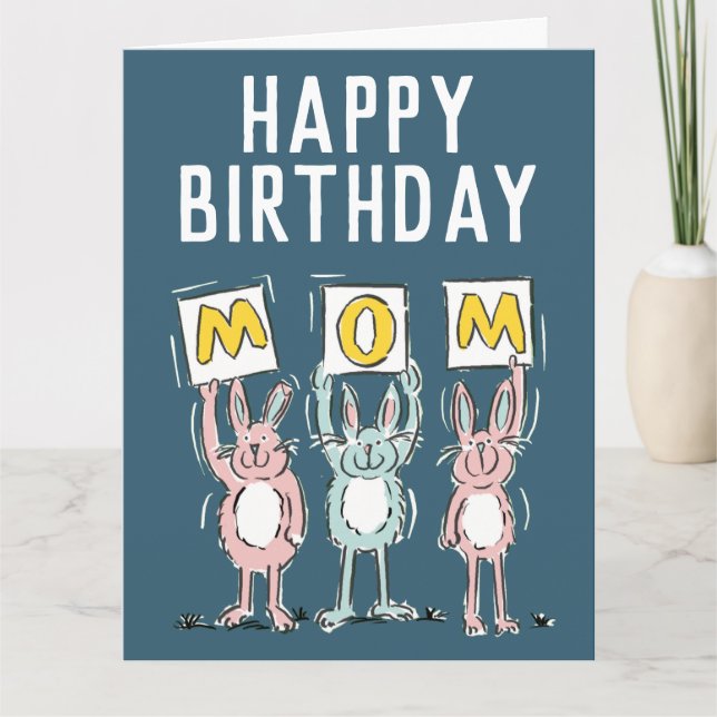 Kaninchen auf einer Happy Birthday Mama Card Karte (Vorderseite)