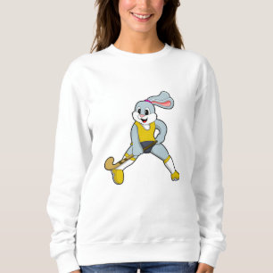 Kaninchen auf Hockey mit Hockey-Fledermaus Sweatshirt