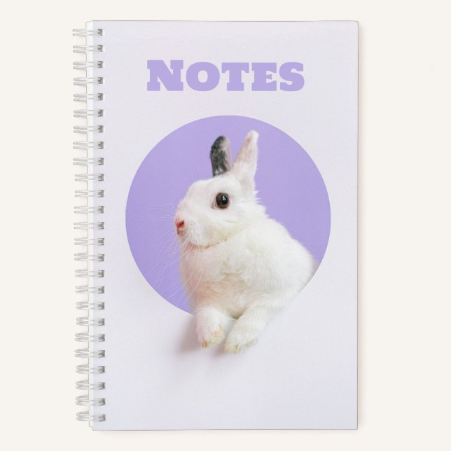 Kaninchen auf Lavender Niedlich Notizbuch (Vorderseite)