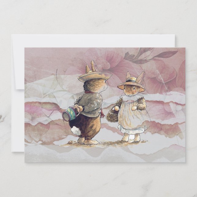 Kaninchen aus zerrissenem Papier Einladung (Vorderseite)