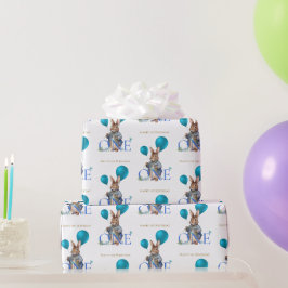 Kaninchen-Balloons zum ersten Geburtstag Geschenkpapier