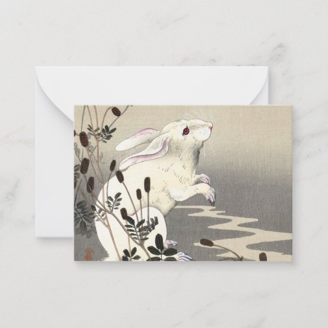 Kaninchen bei Vollmond, 1930 von Ohara Koson Mitteilungskarte (Vorderseite)