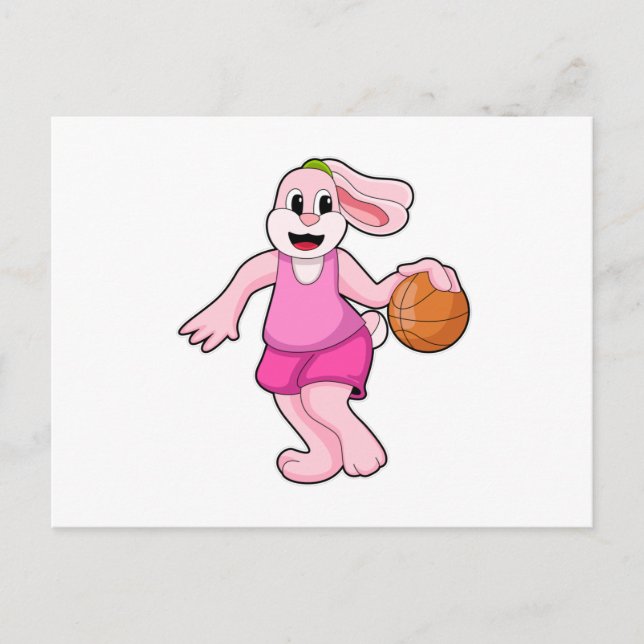 Kaninchen beim Basketballsport Postkarte (Vorderseite)
