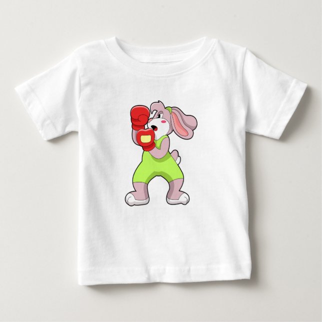 Kaninchen beim Boxen mit Boxhandschuhen Baby T-shirt (Vorderseite)