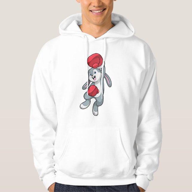 Kaninchen beim Boxen mit Boxhandschuhen Hoodie (Vorderseite)