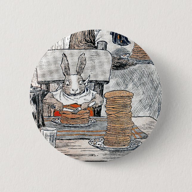 Kaninchen beim Pfannkuchen-Frühstück Button (Vorderseite)
