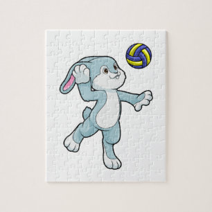 Kaninchen beim Sport mit Volleyball Puzzle