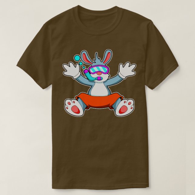 Kaninchen beim Tauchen mit Schwimmbrille Schnorche T-Shirt (Design vorne)