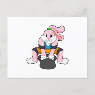 Kaninchen beim Training mit Kurzhantel.PNG Postkarte