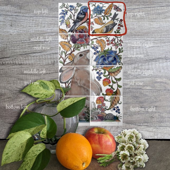 Kaninchen-Bird-Jacobohne Florentiner Tile Mural 8p Fliese (Von Creator hochgeladen)