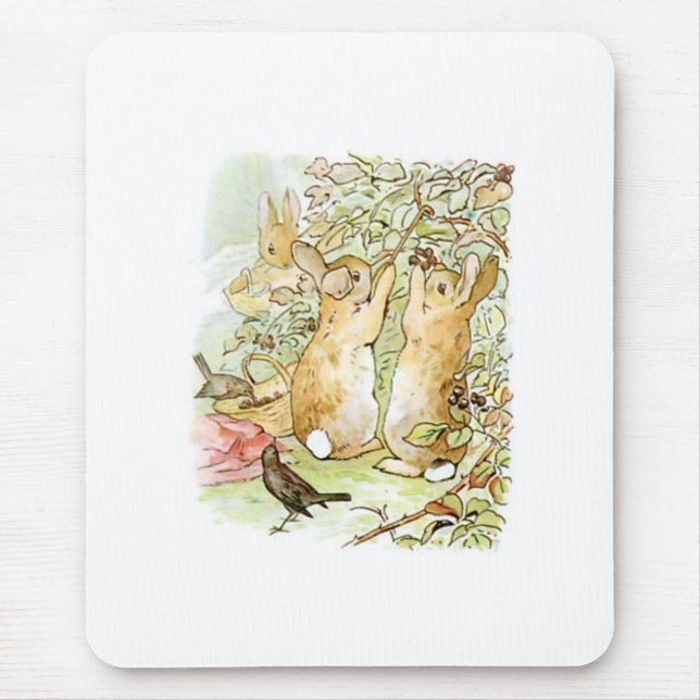 Kaninchen: BlackBerry Picking (Beatrix Potter) Mousepad (Vorne)