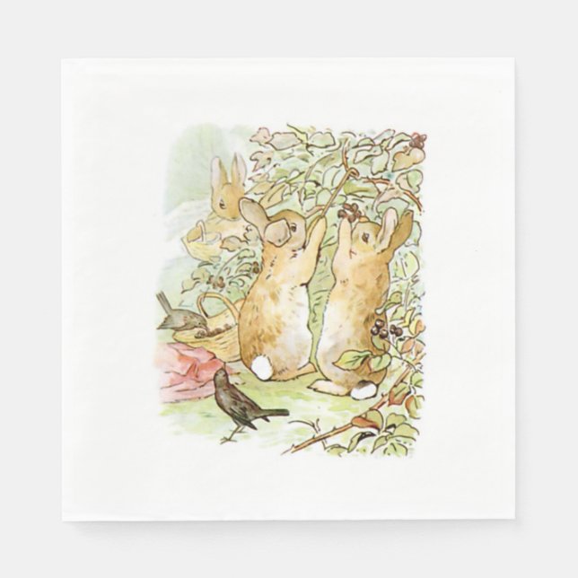 Kaninchen: BlackBerry Picking (Beatrix Potter) Serviette (Vorderseite)