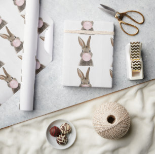 Kaninchen blasen rosa Kaugummi Papier Geschenkpapier