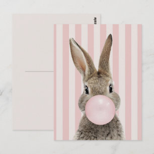 Kaninchen bläst Bubble-Gum-Bonbonrohrstreifen Postkarte