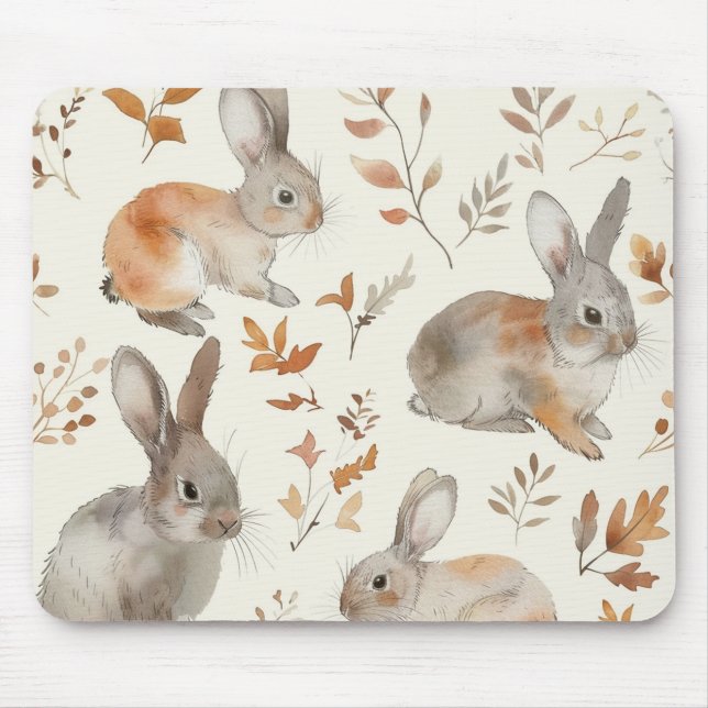 Kaninchen Blätter Mousepad (Vorne)